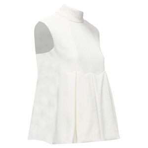 Emilia Wickstead Crepe Pleated Front Panel Hi Neck Peplum Top